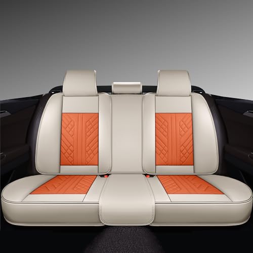 Image of GXT Bench Seat Cover, Premium Faux Leather Bench Seat Covers for Trucks - Universal Fit for Most Sedans SUV Pick-up Truck, Durable for Long Lasting Protection(White and Orange)