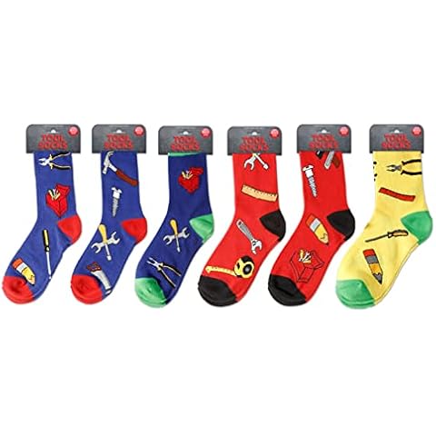 Perfect Life Ideas 6 Pairs Funky Socks Assorted Tool Patterns Funny Socks for Kids - Novelty Socks for Children Boys Crew Socks for Kids Medium and Large Sizes 8 to 11 Childrens Shoe Sizes 2 to 10 Cover