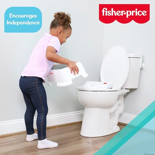 Image of Fisher-Price Toddler Step Stool - Non-Slip Textured Top, Wide Stable Base, Lightweight Potty Training Boost for Kids, Bathroom & Sink Stool for Toddlers