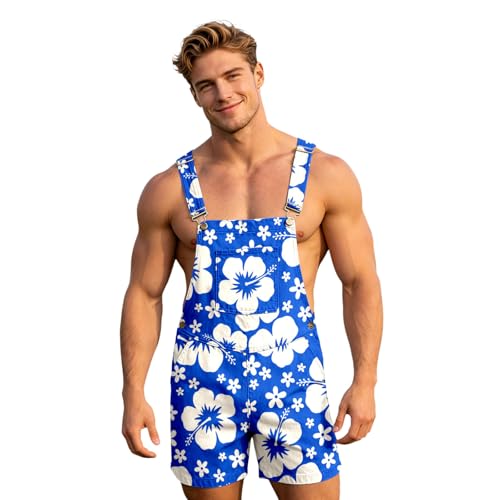Peto informal de verano para hombre con estampado tropical y bolsillos vaqueros