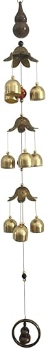 Good Fortune - Botella de calabaza con cuentas de energía, campanillas de viento de aleación de cobre, 3 capas + 9 campanas para decoraciones al