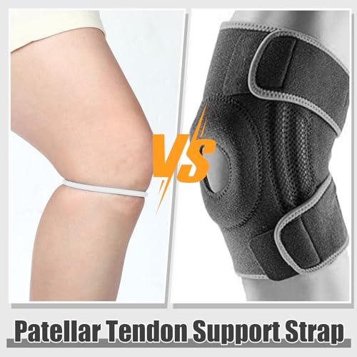Image of Foilswirl Silicone Patella Knee Band for Basketball Patella Tendon Support Knee Pain Running Tendon Brace Support Strap (6,Black,White,M)