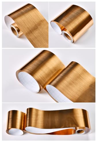 VisitRyl Tapetenbordüre, selbstklebend, Gold Gebürstet, 10 cm x 500 cm, Wanddekoration