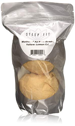 Mother of All Bath Bombs - Massive 7oz 200g - Organic Bath Bomb - Pack of Two (Yellow - Lemon Oil)