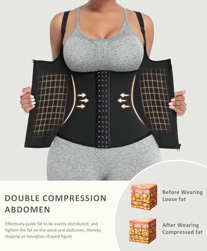 Image of FeelinGirl Waist Trainer for Women Corset Vest Body Shaper Cincher Trimmer Tank Top Sport Girdle with Steel Bones