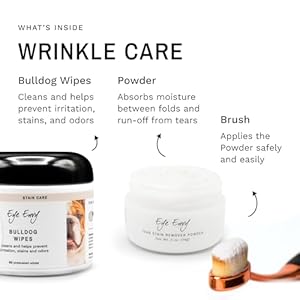 Eye Envy Bulldog Wrinkle Cleaner & Nose Care Kit | Bulldog Wrinkle Wipes, Tear Stain Powder, Applicator Brush & Dog Nose Balm | Cleans Skin Folds | Removes Stains | Helps Cracked Noses