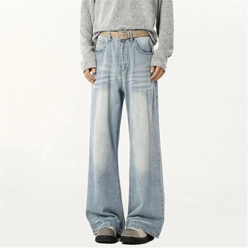 Men's Jeans Casual Solid Color Drape Straight Wide Leg Korean Denim Pants3