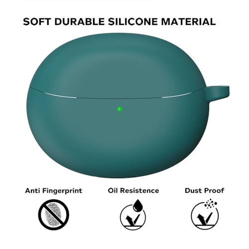 Image of Sounce Earphone Case Cover Compatible for Oppo Enco Air 2 Pro, Soft Silicone Skin Case Cover Shock-Absorbing Protective Case with Keychain [Front LED Visible] (Green)