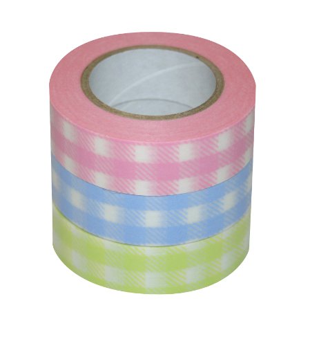 Ruban de masquage papier japonais motif chèque pour décorer sans laisser de trace de colle