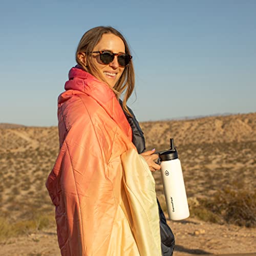 Image of ThermoFlask 24 oz Double Wall Vacuum Insulated Stainless Steel Water Bottle - Reusable with Leakproof Chug & Straw Lids - Keeps Drinks Cold 24 hr /Hot 12 hr - Easy Maintenance - Gym /On-the-Go, White