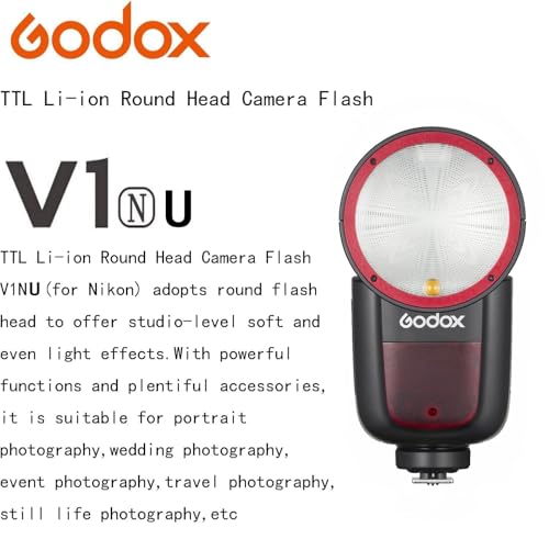 Image of Godox V1 V1-N TTL Camera Flash for Nikon Flash Speedlight,76Ws Round Head