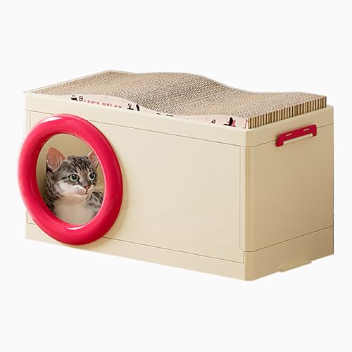 WYTTDBD 大型 猫ケージ キャットケージ 折りたたみ可能 防水 猫ハウス おしゃれ 二段構造 つめとぎ板付き 収納可能 多頭飼い対応 移動便利 ペット用品 エンクロージャ 猫のゲージ ネコ ゲージ ハウス 猫げーじ人気 四季 red 60x30x31