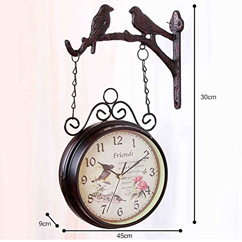 Orologio da parete vintage double face impermeabile rotazione 360° giardino