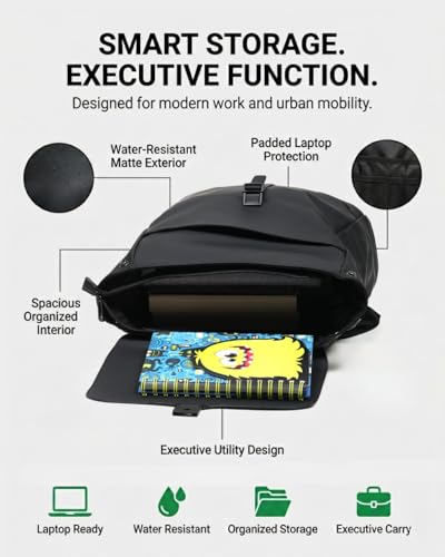 Image of NOIR Executive Backpack, Black, Modern Design with Everyday Functionality