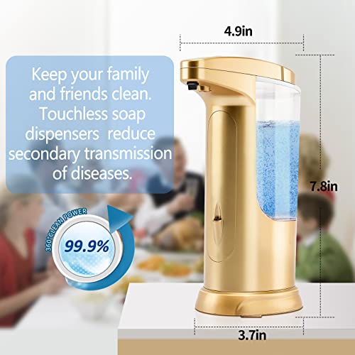 Automatic Touchless Sensor - Gold Hand Free Liquid Soap Dispenser With Adjustable Volume Switch For Bathroom Countertop Shower Restaurant Hotel Kitchen #TOP1