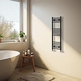 Radiador toallero NRG negro, diseño curvado para baño - 1000 x 300 mm