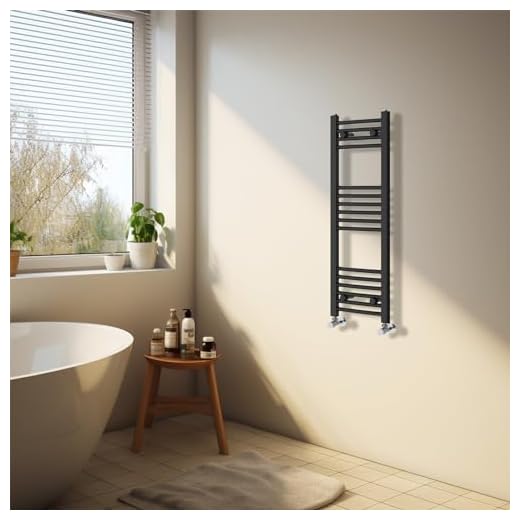 NRG Radiador de baño con toallero curvado, 1000 x 300 mm, color negro