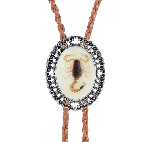 Image of GelConnie Native American Bolo Tie Rodeo Cowboy Leather Necktie Western Necklace Costume Accessories for Men,Women