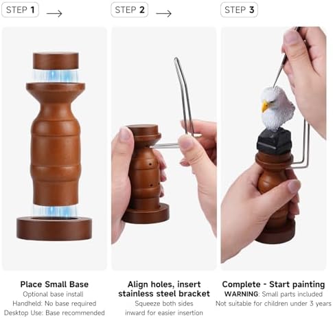 Miniature Painting Handle Golden Maple Paint Holder 360° Rotating Miniature Painting Tool for Models Fantasy Figurines with 6 Interchangeable Bases — view 6