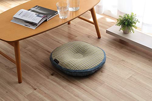 イケヒコ い草 クリア クッション 円座 低反発 抗菌防臭 消臭 シンプル 小林製薬コバガード使用 約40丸 ブルー #3281729