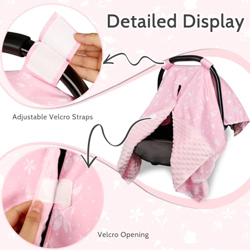 Image of ManFaiSky Car Seat Cover Baby, Soft Carseat Covers Baby Girl, Multi-Use Nursing Cover & Infant Carseat Canopy, Pink