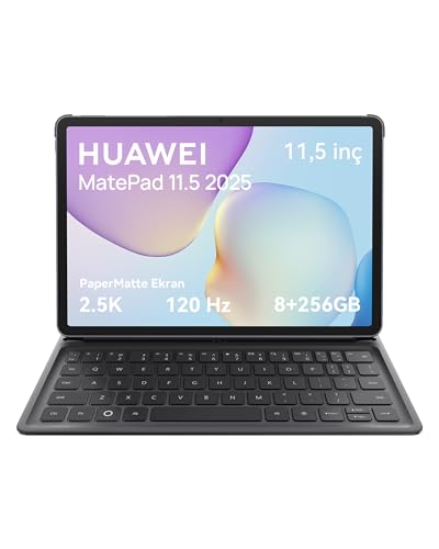HUAWEI MatePad 11.5 2025 Tablet 2.5K 120Hz Göz Dostu PaperMatte Ekran, 8+256GB, 10100 mAh Pil, 40W SuperCharge, WiFi 6, Bluetooth 5.2, HUAWEI Notes, Dörtlü Hoparlör, Ayrılabilir klavye, Uzay Grisi