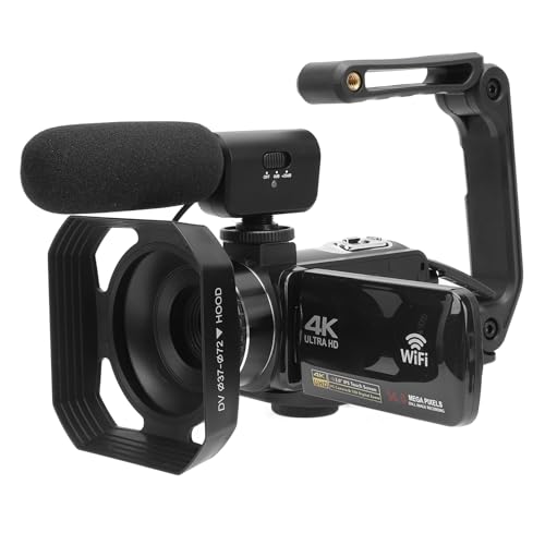 VBESTLIFE Video Camera Camcorder, 4K Camcorder 56MP 18X Digital Video Camera, 3in Rotation Screen Video Recorder Vlogging Camera with Stabilizer, Mic, Fill Light, Lens Hood