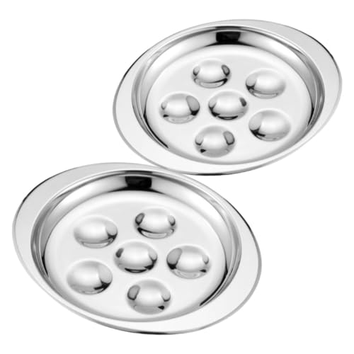 POPETPOP 2piezas Plato De Caracoles Parrilla De Acero Inoxidable Fuente Para Hornear Profunda Hogar Restaurante Uso Al Aire Hornear