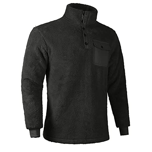 Suéter masculino de lã de inverno com gola de botão quente, suéter moderno, macio, quente, suéter de