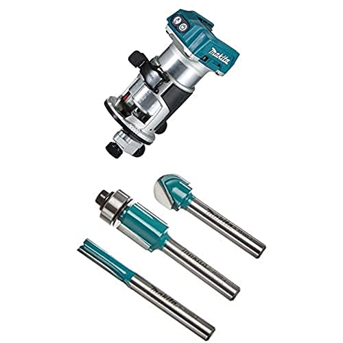 Makita DRT50ZJX2 Akku-Multifunktionsfräse 18V inkl. 3 Fräsmodule im MAKPAC (ohne Akku, ohne Ladegerät) + Fräser-Set 3Stk