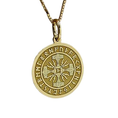 Pendentif pièce marteau de Thor argent plaqué or et chaîne 45 cm pour homme et femme LKBEADS