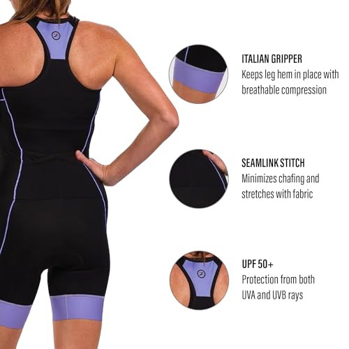 Zoot Roupa de corrida feminina Core Tri Aero, roupa de triatlo de manga curta, almofada de camurça p