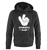 Comedy Shirts - Smokers Club - Comic Hand - Herren Hoodie - Schwarz/Weiss Gr. L