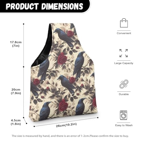Image of ZUXONGSY Crow Yarn Storage Bag for Women Rose Knitting Project Bag Vintage Knit Wrist Bag Lightweight Crochet Organizers and Storage