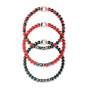 FOCO Miami Hurricanes NCAA 3 Pack Beaded Friendship Bracelet