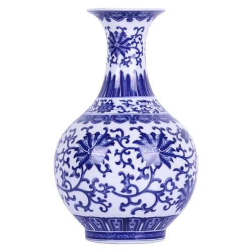 Vasi tradizionali in porcellana blu e bianca dal corpo sottile, vasi in ceramica cineserie dipinti a mano con design floreale, vasi leggeri a parete sottile per decorazione domestica, tavolo e