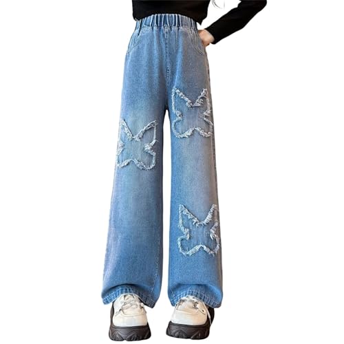 Baggy jeans enfant extensible à broderies parfait pour le collège et les loisirs