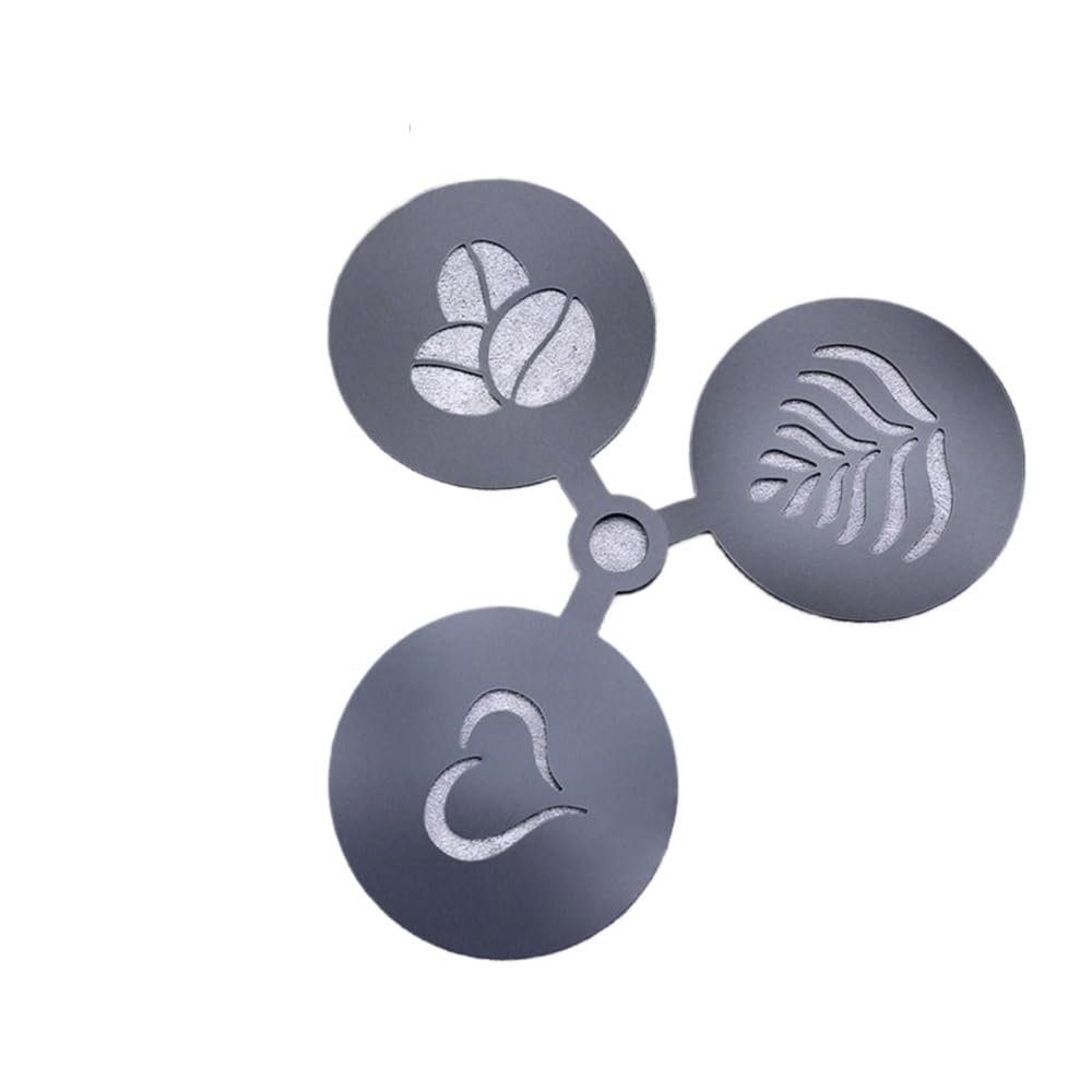 Plantillas de acero para decoración de café, café con leche, capuchino, para decoración de tartas, galletas, pintura en aerosol, molde para hornear para plantilla de barista (negro)