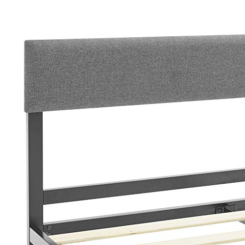 Classic Brands Mornington Black Metal Bed Frame With Built-In Dark Grey Headboard, Full #TOP7