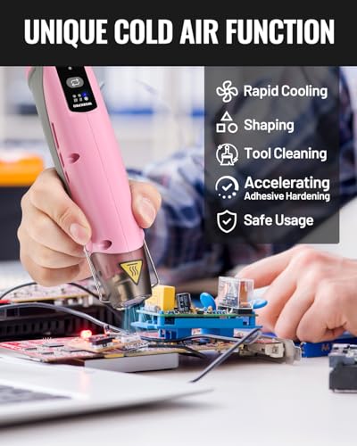 WORKPRO 7.2V Mini Cordless Heat Gun, 842℉ Hot Air Gun with Reflector Nozzle, 3 Temp Settings – Cool Air, 482℉/842℉, Ceramic Heating Core, Ideal for Christmas Crafts, Includes 50 Heat Shrink Tubes - Thumbnail 6