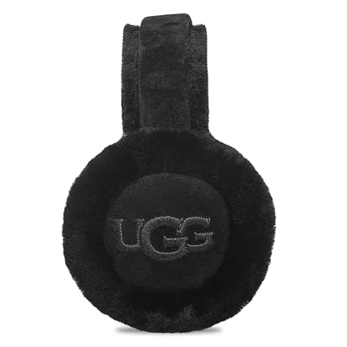 UGG Women's Water Resistant Sheepskin Earmuffs with Embroidered Logo, Black