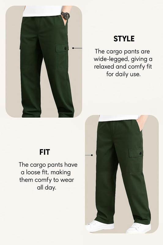 Image of DEELMO Men's Stylish Multi-Pocket Cargo Pants || Casual Fit Trousers || Stylish Cargo Trousers for Men || Men's Pants (MD506 01 04)