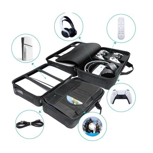 Image of PSS Storage Bag for PS5 Slim, Hard Travel Carrying Case Compatible for PS5 Slim, Waterproof Shoulder Bag with Both Side Compartments Travel Accessories for PS5 Slim Disk / Digital (Camo)