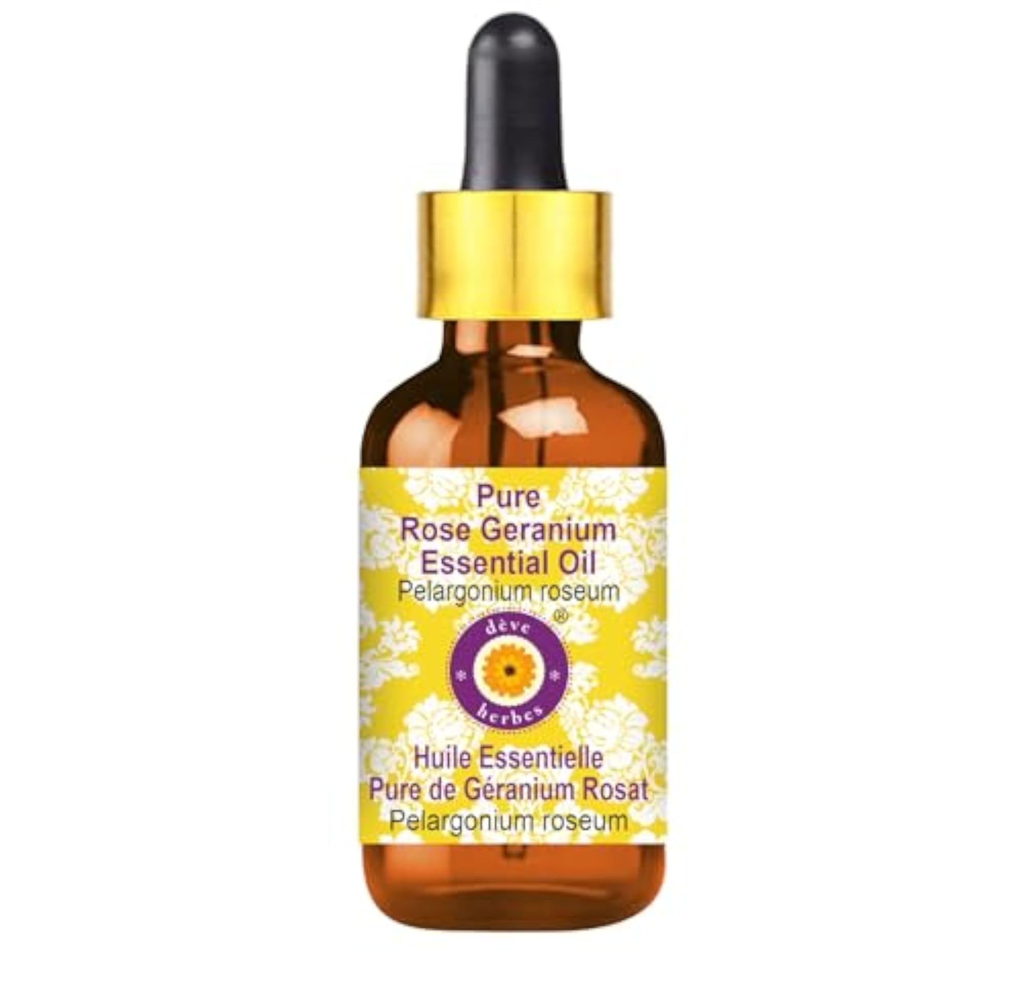 Rose Geranium Essential Oil with Glass Dropper, Pure
