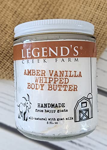 Legend's Creek Farm, Whipped Goat Milk Body Butter, Hydrating Moisturizer With Organic Shea Butter And Grape Seed Oil, Purifying And Toning, Handmade In Usa, 8 Oz Jar (Amber Vanilla B.b.) #TOP6
