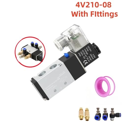 Electroválvula neumática 4V210-08 DC24V de 5 vías y 2 posiciones para control de aire 4