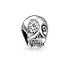 Halloween Squelette Crâne Dia De Los Muertos Blanc CZ Eye Charm Perle Pour Femmes 925 Argent Sterling Fits Bracelet Européen