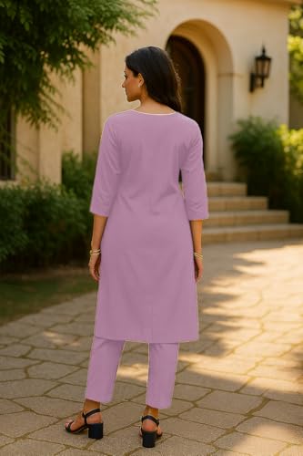 Image of SHIENZY Women's Cotton Blend Emroidered Kurta Pant Set | Ethnic Wear for Festive & Casual | Stylish Straight Fit | Elegant Indian Outfit (1662)
