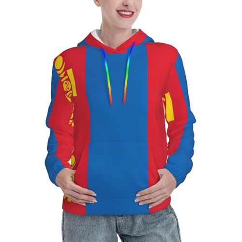 Sweat à capuche polyvalent femme drapeau mongol EdWal pull