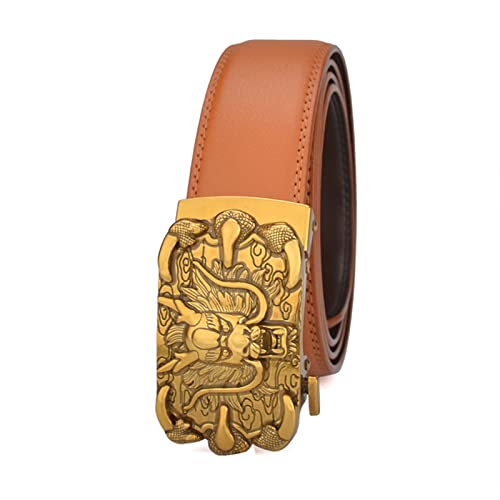 Unisex Ratchet Belt With 3D Dragon Head Claws Buckle - Engraved Automatic Leather Waist Belt For Jeans - Main Image